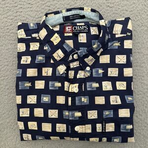 Vintage Chaps Ralph Lauren Button‎ Down Shirt Men's Large Golf All Over Print